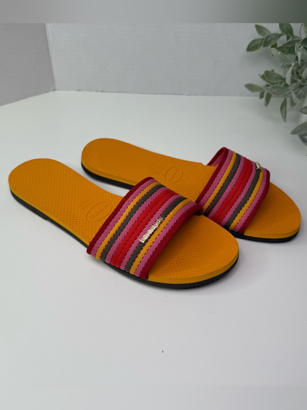 Havaianas You Malta Mix Flip Flop Sandal Slides Orange Citrus Women’s Size 9/10 - Picture 2 of 16